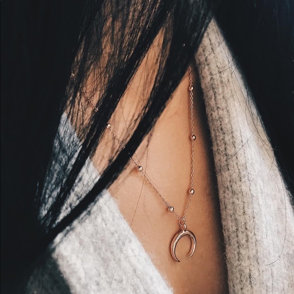 Rose Gold Plated 14k Horn Handmade Necklace